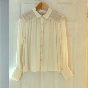 Zara sheer button down shirt